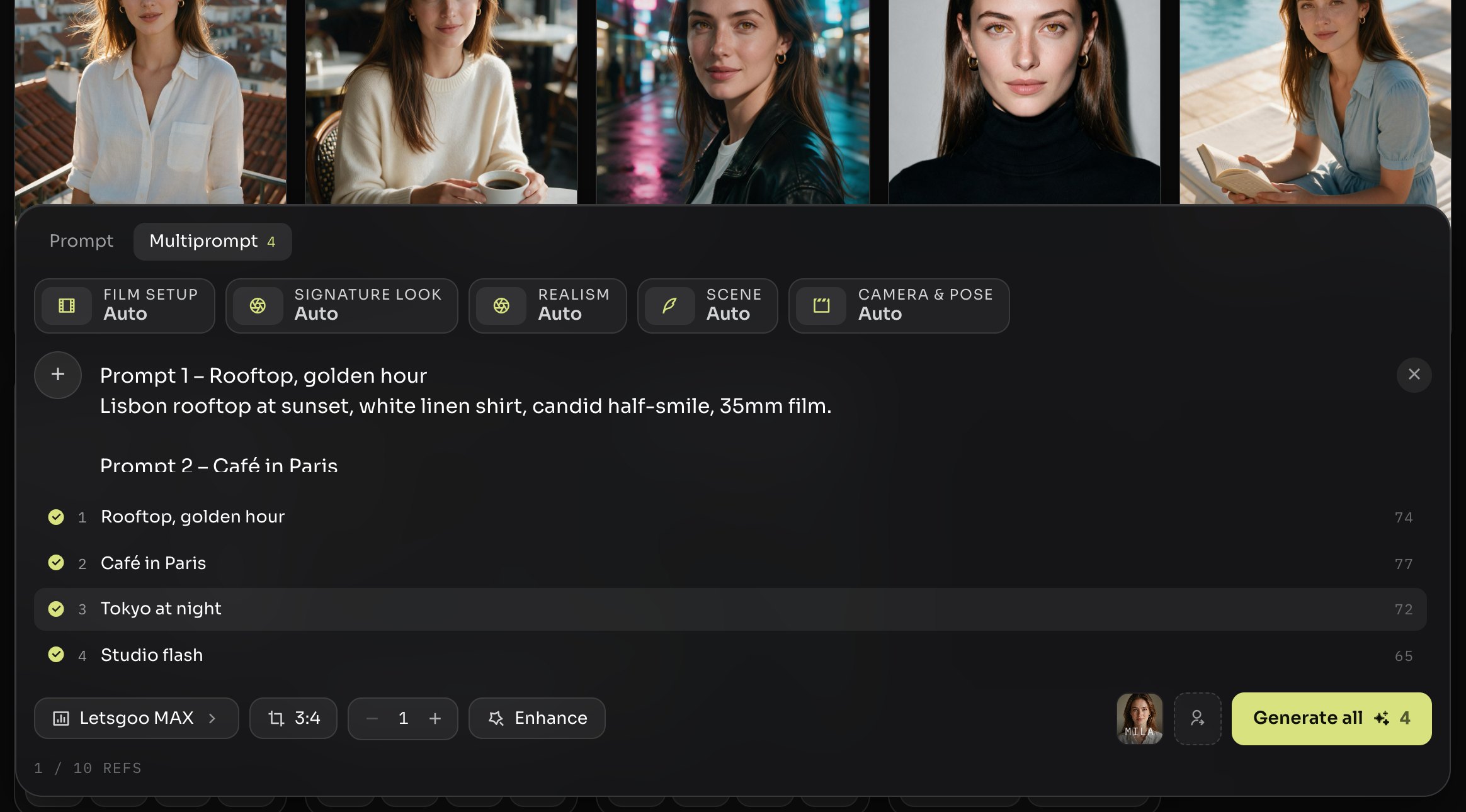 Multiprompt with a numbered prompt set and the entries it recognized